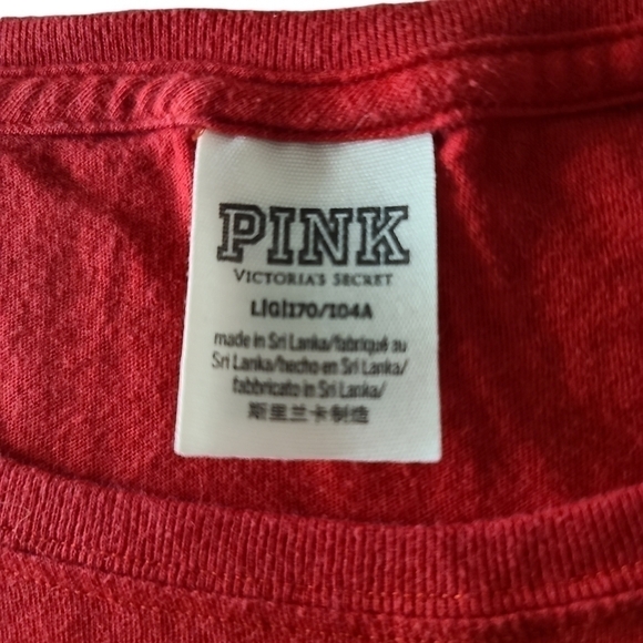 𝅺vs PINK Red White Embellished Crewneck Tee - Picture 2 of 3